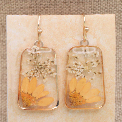 Cottage Floral Dried Sunflower Earring