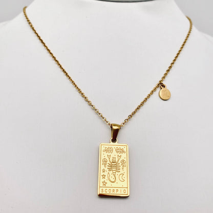 Golden Stainless Steel 12 Constellation Charm Necklace - Fgs