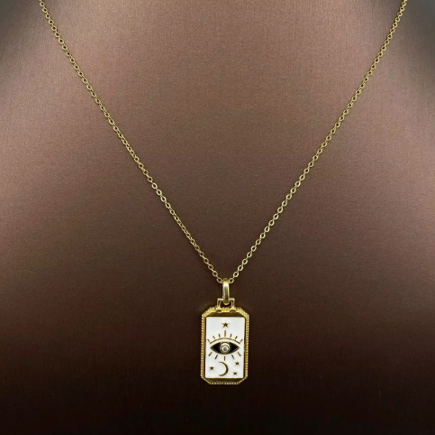 Enamel Tarot Charm 18K Gold Plated Necklace