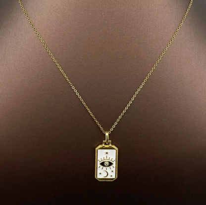 Enamel Tarot Charm 18K Gold Plated Necklace