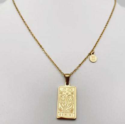 Golden Stainless Steel 12 Constellation Charm Necklace - Fgs