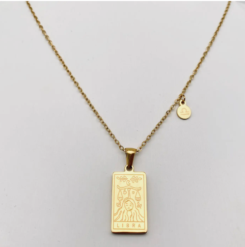 Golden Stainless Steel 12 Constellation Charm Necklace - Fgs