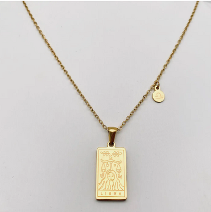 Golden Stainless Steel 12 Constellation Charm Necklace - Fgs