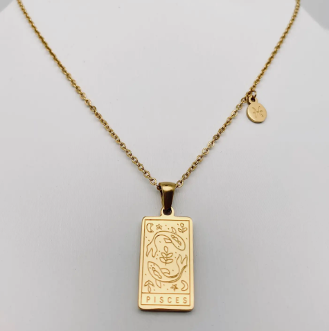 Golden Stainless Steel 12 Constellation Charm Necklace - Fgs