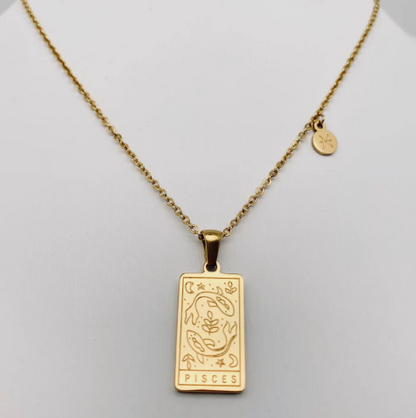 Golden Stainless Steel 12 Constellation Charm Necklace - Fgs