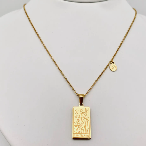 Golden Stainless Steel 12 Constellation Charm Necklace - Fgs