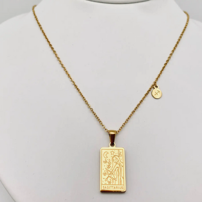 Golden Stainless Steel 12 Constellation Charm Necklace - Fgs