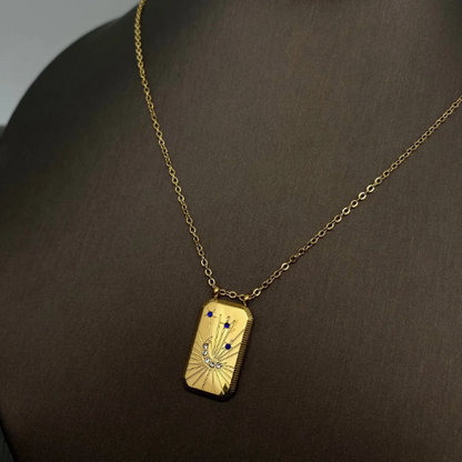 Cz Enamel Tarot Charm 18K Gold Plated S.Steel Necklace - Fgs