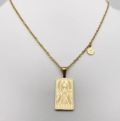 Golden Stainless Steel 12 Constellation Charm Necklace - Fgs