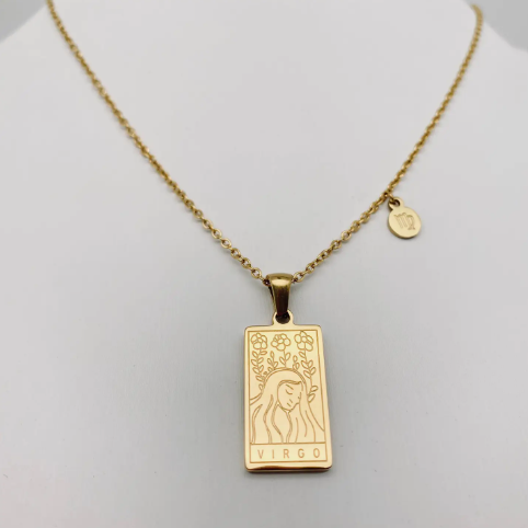 Golden Stainless Steel 12 Constellation Charm Necklace - Fgs